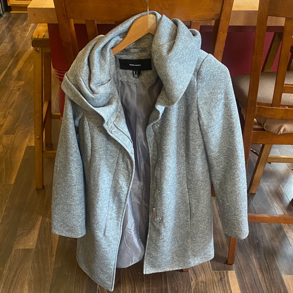 Vince Camuto Light Gray Hooded Jacket